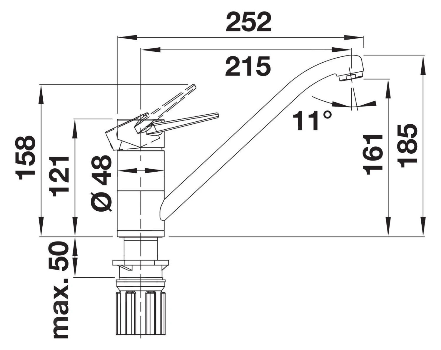 Blanco Wega II - Keukenkraan, Zwart/chroom 526415 4 Blanco Wega II - Keukenkraan, Zwart/chroom 526415 - Afbeelding 2