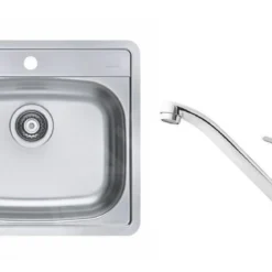 Alveus Sets - Set Spoelbak More 10, Keukenkraan Riviera + Cadeau, Chroom SETA738