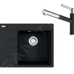 Franke Sets - Set G223, Fragraniet Spoelbak CNG 611-62 TL/7 En Keukenkraan FC 3055.071, Onyx/chroom 114.0650.776