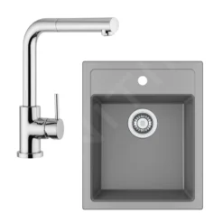 Franke Sets - Keukenset T51, Tectonite Spoelbak SID 610-40 En Keukenkraan FN 0147.031, Grijs/chroom 114.0508.414