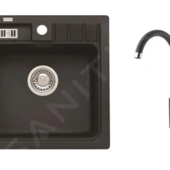 Alveus Sets - Set Spoelbak Niagara 20 En Keukenkraan Tonia, Carbon SETA103