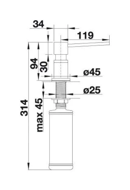 Blanco Accessoires - Lato Afwasmiddel Dispenser, Aluminium/chroom 525811 4 Blanco Accessoires - Lato Afwasmiddel Dispenser, Aluminium/chroom 525811 - Afbeelding 2