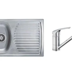 Alveus Sets - Set Spoelbak Basic 170, Keukenkraan Riviera + Cadeau, Chroom SETA259