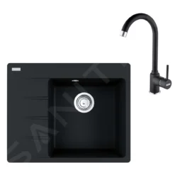 Franke Sets - Set G231, Fragraniet Spoelbak CNG 611-62 TL/7 En Keukenkraan FP 9000.071, Onyx 114.0650.792