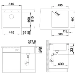 Blanco Pleon 5 - Silgranit Spoelbak, 515x510 Mm, InFino, Zwart 525952 -Exporteren Kraan Lux Winkel d5f6aad26775ed421cd7f793 1