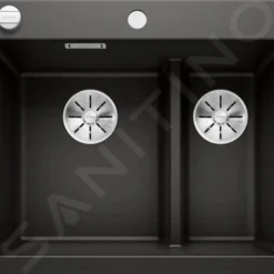 Blanco Pleon 6 Split - Silgranit Spoelbak, 615x510 Mm, Met Draaiknopbediening, Zwart 525956