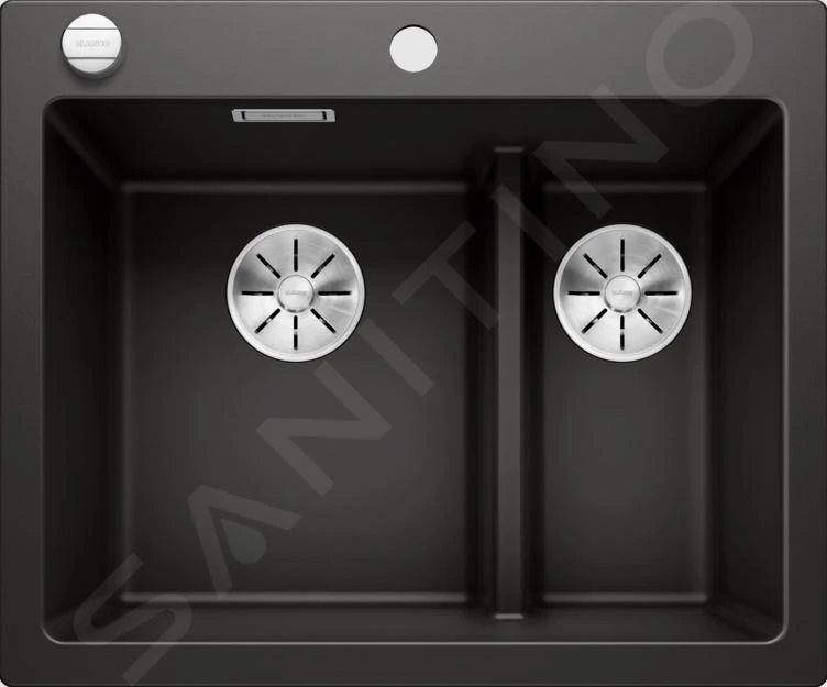 Blanco Pleon 6 Split - Silgranit Spoelbak, 615x510 Mm, Met Draaiknopbediening, Zwart 525956 3 Blanco Pleon 6 Split - Silgranit Spoelbak, 615x510 Mm, Met Draaiknopbediening, Zwart 525956