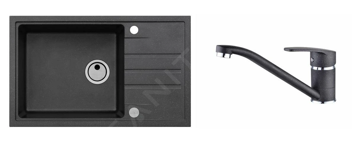 Alveus Sets - Set Spoelbak Intermezzo 130 En Keukenkraan Nina, Carbon SETA015 3 Alveus Sets - Set Spoelbak Intermezzo 130 En Keukenkraan Nina, Carbon SETA015