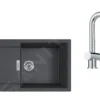 Franke Sets - Set T76, Tectonite Spoelbak S2D 611-100 En Keukenkraan SAMOA, Zwart/chroom 143.0616.929
