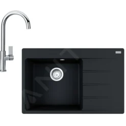Franke Sets - Set G218, Fragraniet Spoelbak CNG 611-78 TL/2 En Keukenkraan FP 0408.031, Onyx/chroom 114.0650.816