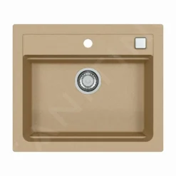 Alveus Atrox - Granieten Spoelbak 590x500 Mm, Met Draaiknopbediening, Beige 1131994