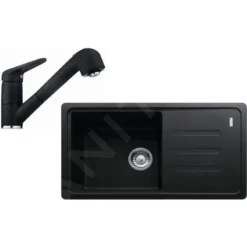 Franke Sets - Spoelbakset G122, Fragraniet Spoelbak BSG 611-78/39, Onyx + Keukenkraan FC 9547.071, Chroom/onyx 114.0441.181