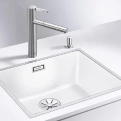 Blanco Subline 500 - Silgranit Spoelbak, 543x443 Mm, Met Draaiknopbediening, SteelFrame, Wit 524109 -Exporteren Kraan Lux Winkel e4474ff4b9bc5eca5891178a