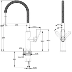 Kielle Magnus - Keukenkraan Met Flexibele Uitloop, Chroom/zwart 10516110 -Exporteren Kraan Lux Winkel e4ca021bf349aa0464dc1e30