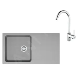 Franke Sets - Set T98, Tectonite Spoelbak OID 611 En Kraan FP 9000.031, Grijs/chroom 143.0675.702