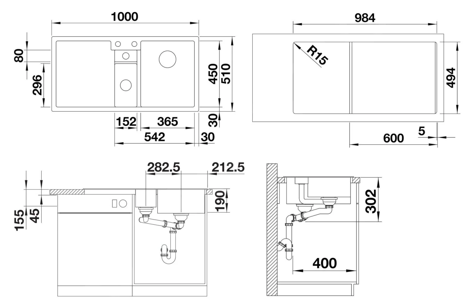 Blanco Collectis 6 - Silgranit Spoelbak, 1000x510 Mm, Met Draaiknopbediening En Met Accessoires, Wit 523348 4 Blanco Collectis 6 - Silgranit Spoelbak, 1000x510 Mm, Met Draaiknopbediening En Met Accessoires, Wit 523348 - Afbeelding 2