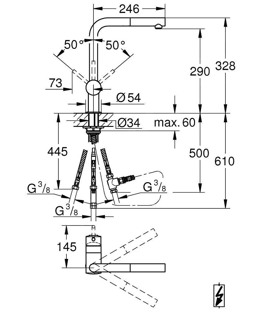 Grohe Minta - Keukenkraan Met Uittrekbare Handdouche, Chroom 31397000 4 Grohe Minta - Keukenkraan Met Uittrekbare Handdouche, Chroom 31397000 - Afbeelding 2