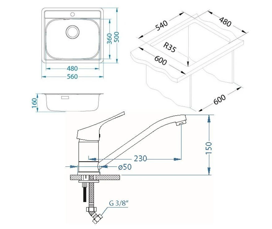Alveus Sets - Set Spoelbak More 10, Keukenkraan Riviera + Cadeau, Chroom SETA738 4 Alveus Sets - Set Spoelbak More 10, Keukenkraan Riviera + Cadeau, Chroom SETA738 - Afbeelding 2