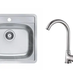 Alveus Sets - Set Spoelbak More 10, Keukenkraan Karina + Cadeau, Chroom SETA740