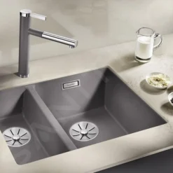 Blanco Subline 340/160 - Silgranit Spoelbak, 555x460 Mm, Spoelbak Rechts, Gray Rock 523559 -Exporteren Kraan Lux Winkel f126dec48520403ad73bebe6