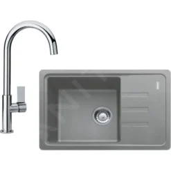 Franke Sets - Keukenset G115, BSG 611-62 Fragraniet Spoelbak, Grijze Steen + FP 0408.031 Keukenkraan, Chroom 114.0440.670