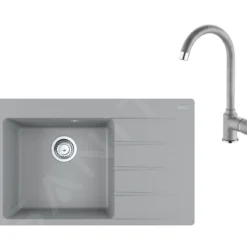 Franke Sets - Set G234, Fragraniet Spoelbak CNG 611-78 TL/2 En Keukenkraan FP 9000.084, Grijze Steen 114.0650.843