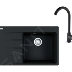 Franke Sets - Set G235, Fragraniet Spoelbak CNG 611-78 TL/7 En Keukenkraan FP 9000.071, Onyx 114.0650.846