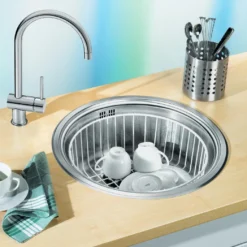 Blanco Rondosol - Spoelbak, Diameter 460 Mm, Geborsteld Rvs 513307 -Exporteren Kraan Lux Winkel f5f4ae985f48ea568294c965