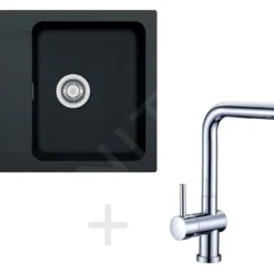 Franke Sets - Spoelbakset T23, OID 611-62 Tectonite Spoelbak, Zwart + Keukenkraan Samoa, Chroom 114.0323.792