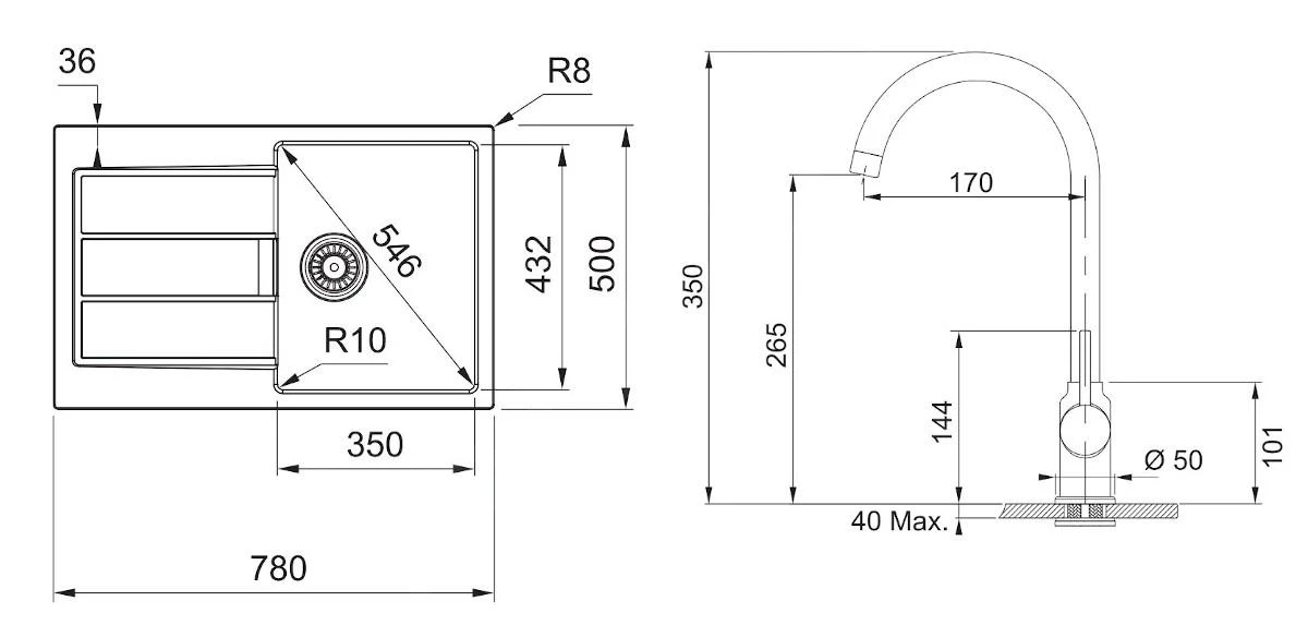 Franke Sets - Set T84, Tectonite Spoelbak S2D 611-78, Zwart + Keukenkraan FP 9000, Onyx NEW 143.0618.726 4 Franke Sets - Set T84, Tectonite Spoelbak S2D 611-78, Zwart + Keukenkraan FP 9000, Onyx NEW 143.0618.726 - Afbeelding 2
