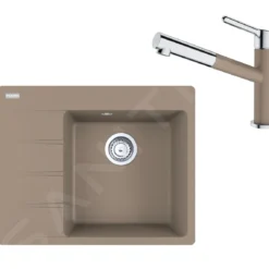 Franke Sets - Set G223, Fragraniet Spoelbak CNG 611-62 TL/7 En Keukenkraan FC 3055.424, Cashmere/chroom 114.0650.774