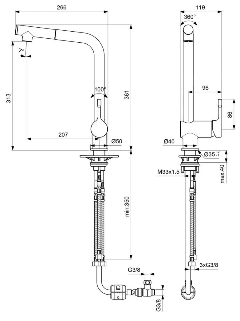 Ideal Standard Ceralook - Keukenkraan Met Uittrekbare Sproeikop, Chroom BC177AA 4 Ideal Standard Ceralook - Keukenkraan Met Uittrekbare Sproeikop, Chroom BC177AA - Afbeelding 2